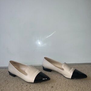 Womens nude and black flats